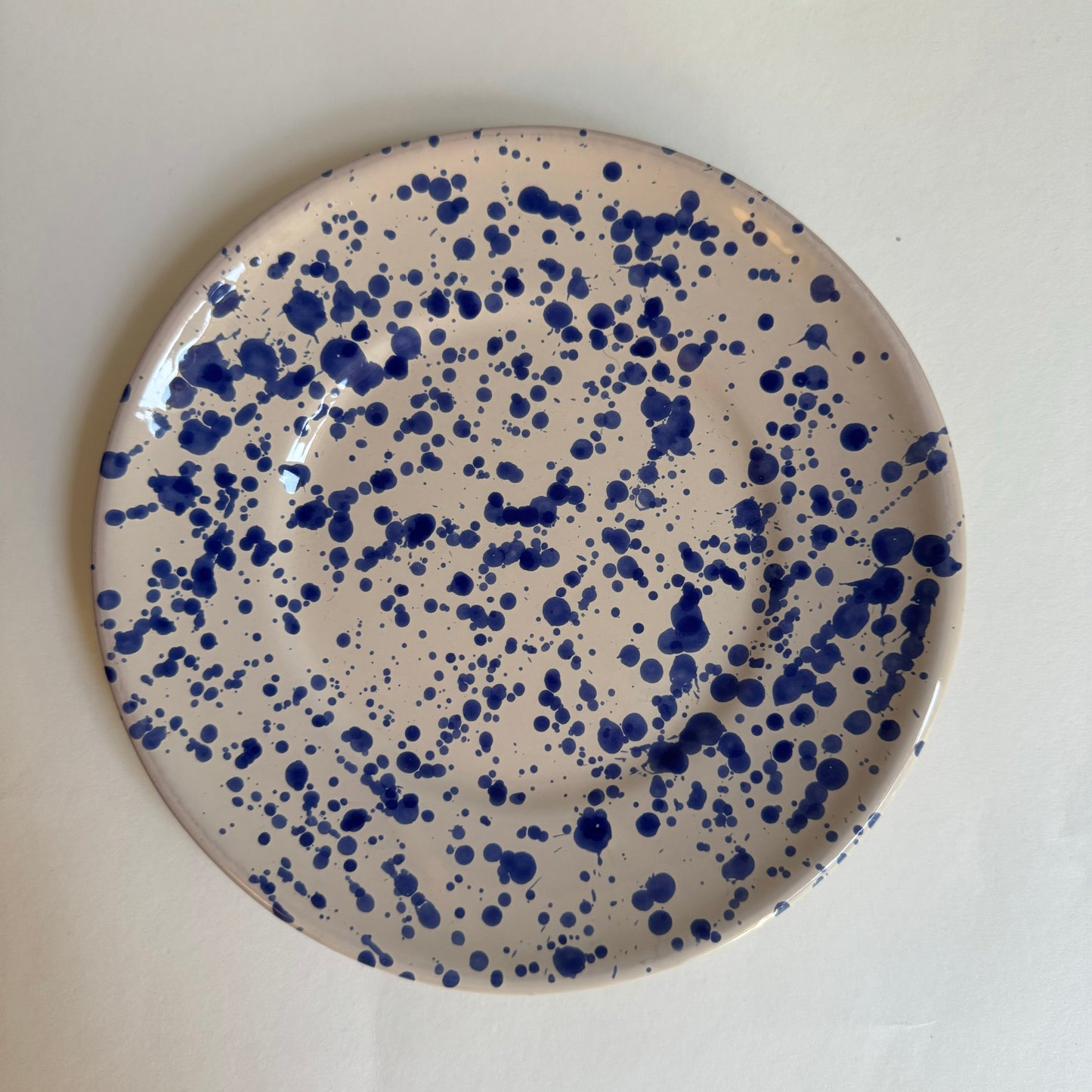 Tallerken, blå plet, ø19 cm