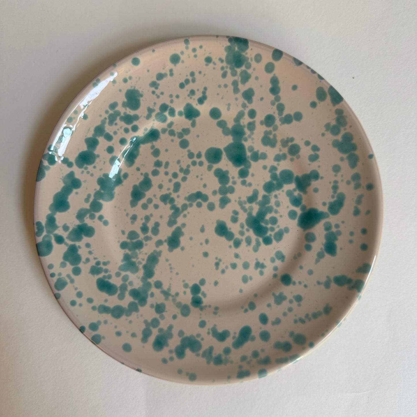 Tallerken, grøn plet, ø19 cm