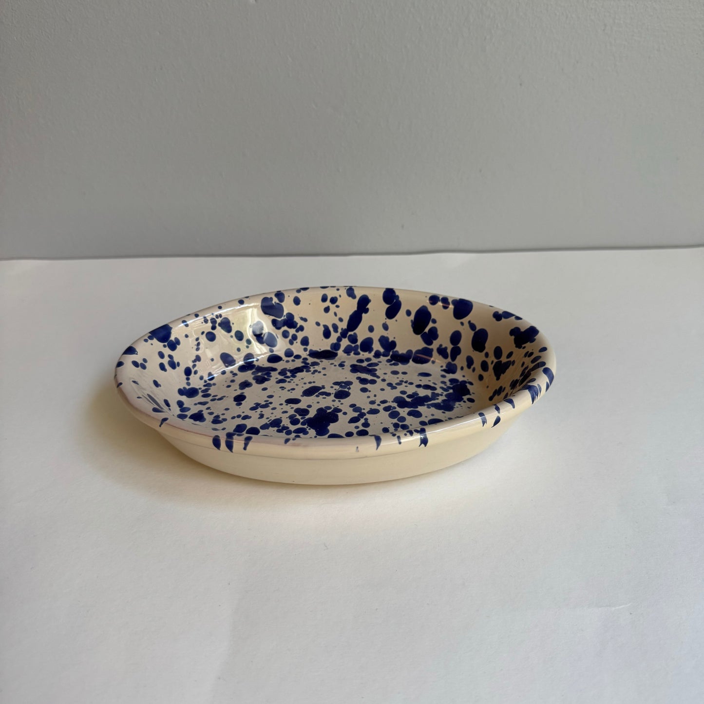 Oval skål, blå plet, L19 cm